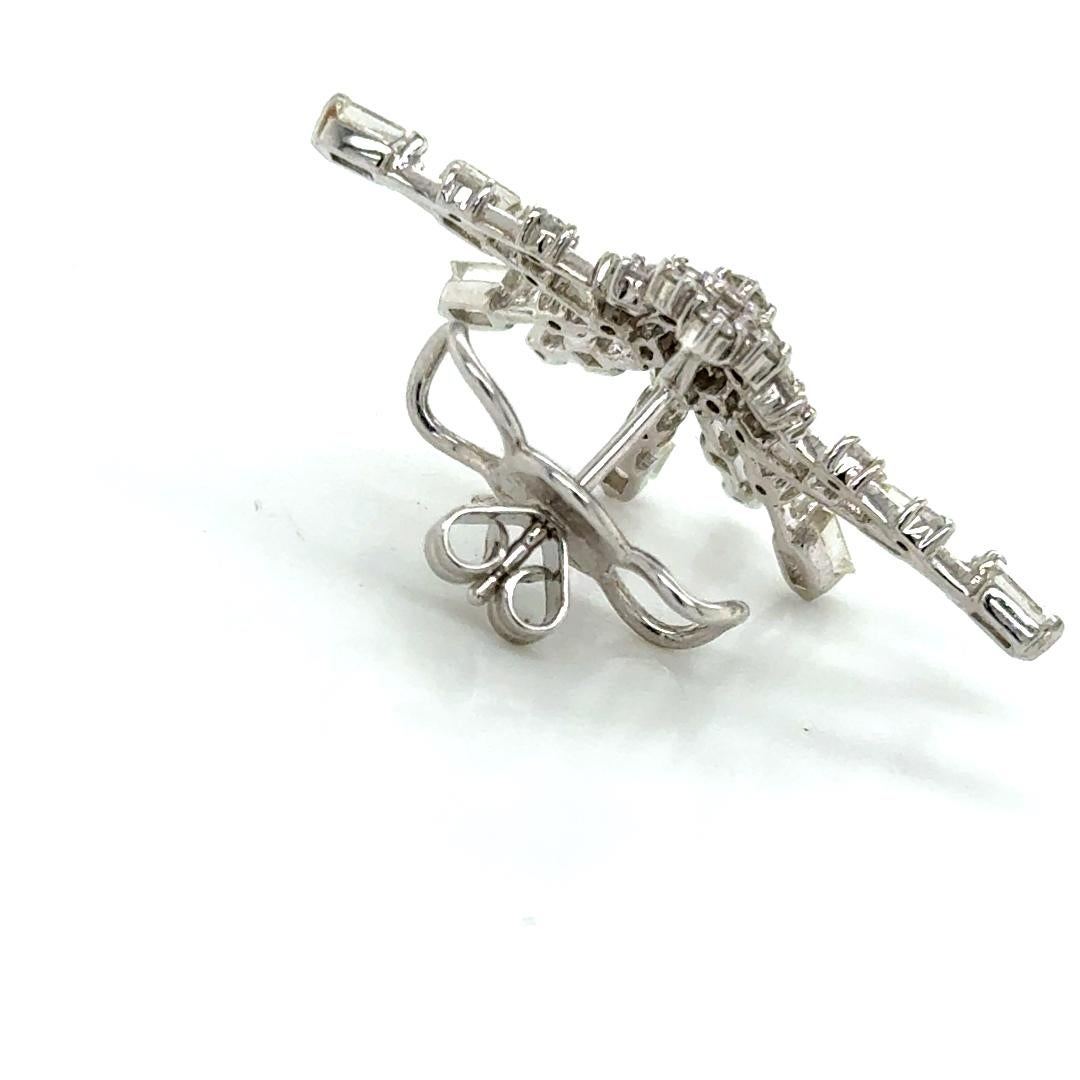 Taille baguette Boucles d'oreilles or 18kt Baguettes et diamants ronds Stardusts en vente
