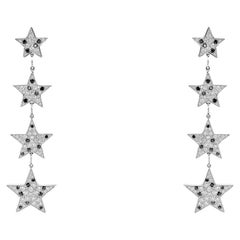 Earrings 18kt Gold Inline Stars Diamonds Drop