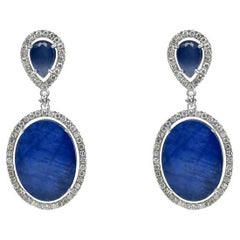 Orecchini Oro 18kt Iolite Diamanti Goccia