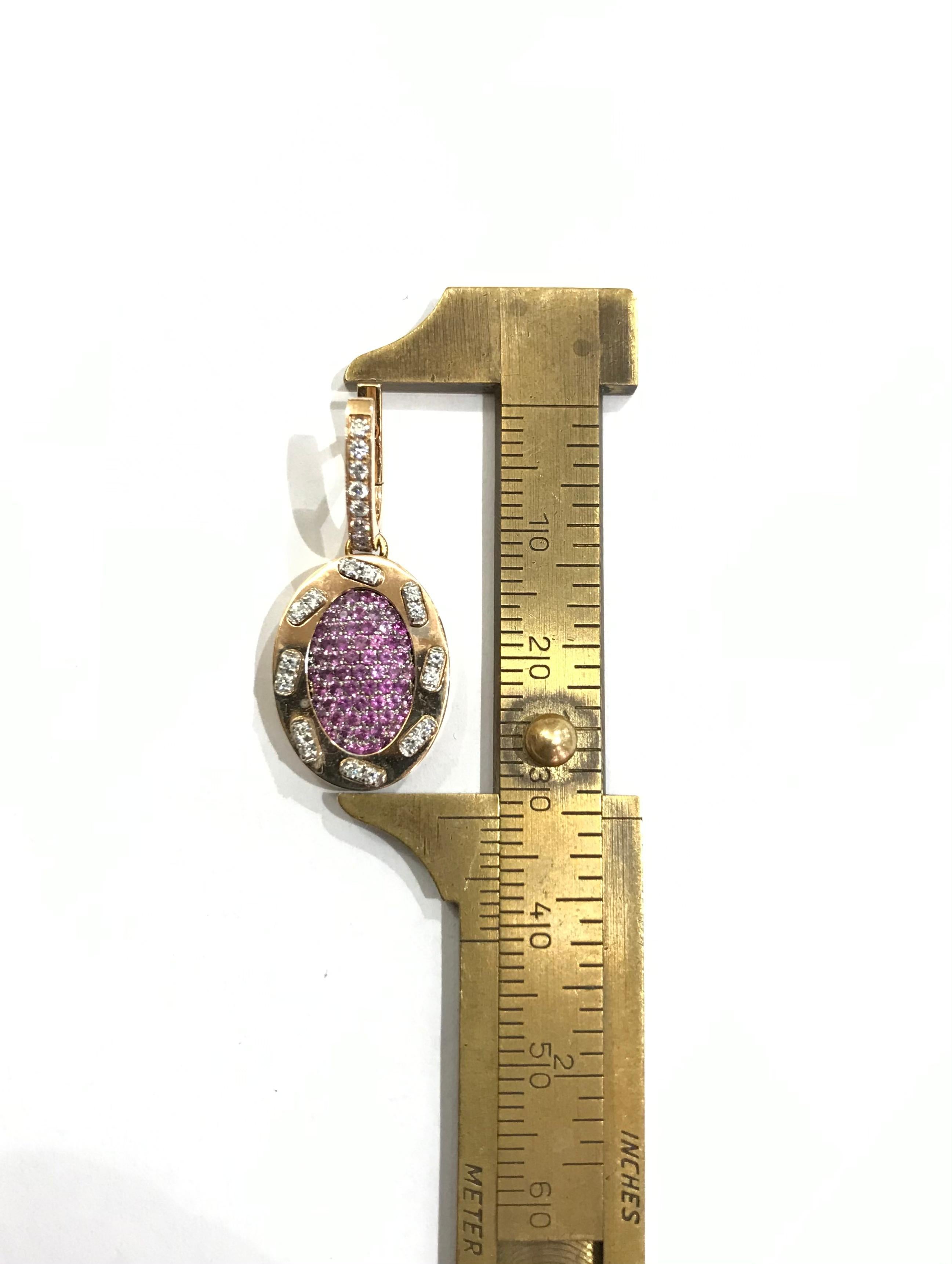 Modern Earrings 18 Karat Gold, Pink Sapphires Diamonds from The Iconic Omles Collection For Sale