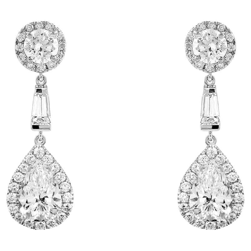 Earrings 18kt Gold Teardrop GIA Diamonds Dangle Studs For Sale