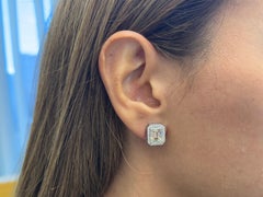 Earrings 18kt Natural Emerald Cut Diamonds 5.24 cts GIA and Halo