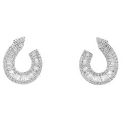 Earrings 18kt Open Tear with Round & Baguette Diamonds 2.02 carats