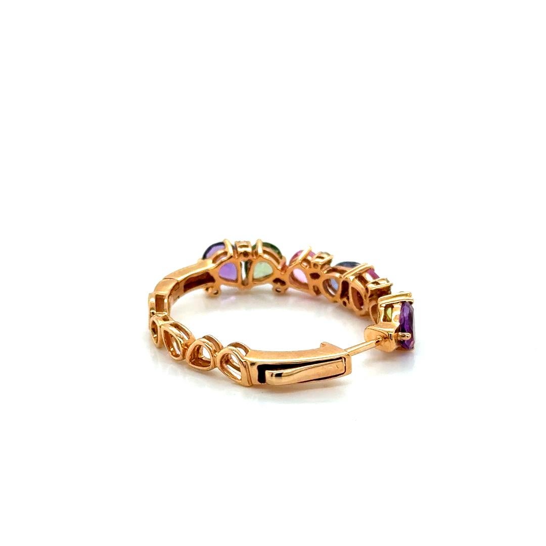 Orecchini a cerchio in oro rosa 18kt con perle, zaffiri e diamanti in vendita 1