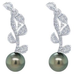 Orecchini in oro bianco 18Kt Perle di Tahiti e diamanti
