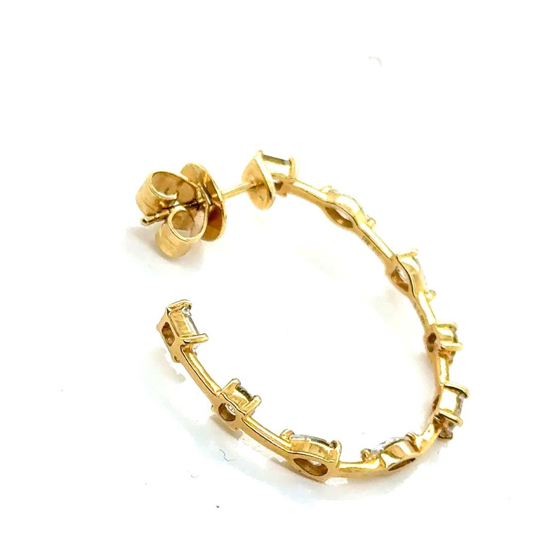 Taille mixte Boucles d'oreilles en or jaune 18 carats avec diamants mixtes en vente