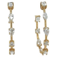 Boucles d'oreilles en or jaune 18 carats avec diamants mixtes