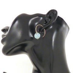 Earrings 9 Carat Rose Gold Bead Cut Aquamarine