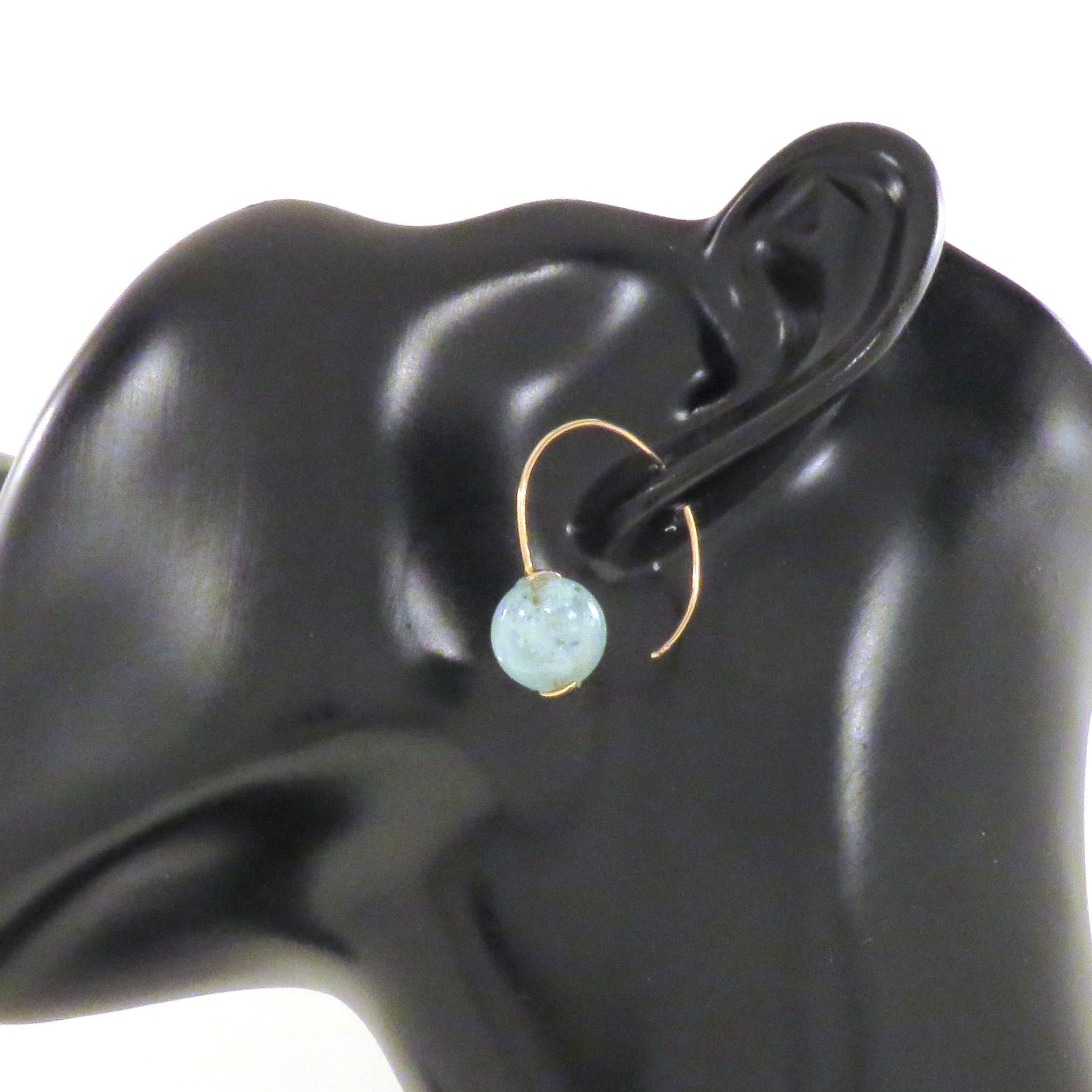 Contemporary Earrings 9 Carat Rose Gold Bead Cut Aquamarine For Sale