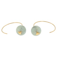 Earrings 9 Carat Rose Gold Bead Cut Aquamarine