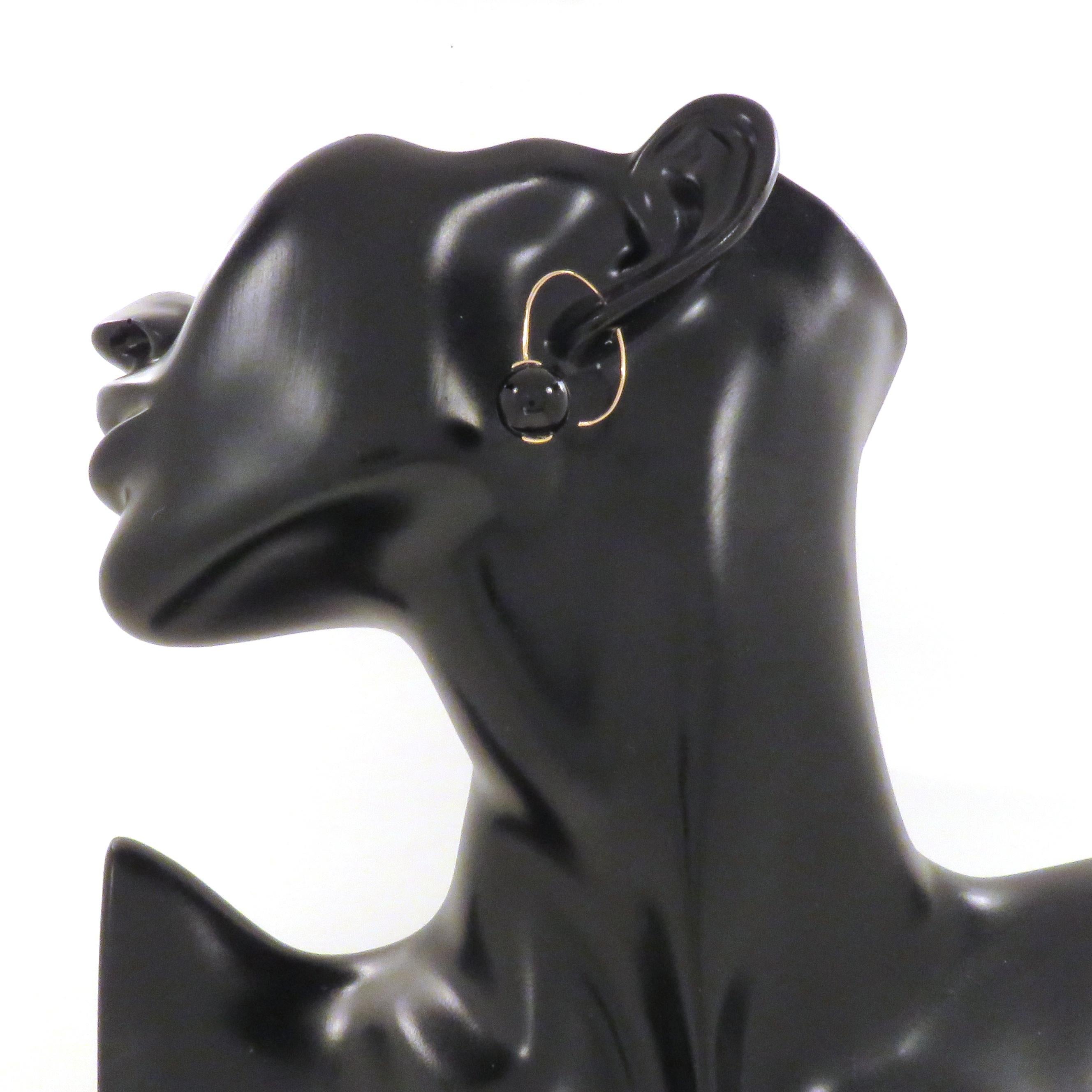 Earrings handmade in 9 carat rose gold with bead cut onyx diameter 0.472 inches, hoop diameter 0.984 inches. Total weight: 7.7 gram. Marked with 9 carat gold mark and Botta Gioielli Italian mark 716MI.

Handmade in: 9 carat rose gold.
Bead cut onyx: