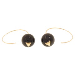 Boucles d'oreilles or rose 9 carats Onyx taillé en perle