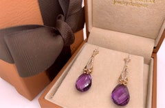 Ohrringe Amethyst-Träne & Diamanten