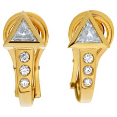 Earrings and Ring Set with Trillons and Full Cut Round Brilliants Diamonds