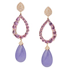 Ohrringe Arcobaleno aus lila Jade, rosa Saphiren und Diamanten