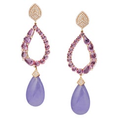 Boucles d'oreilles Arcobaleno en jade lilas, saphirs roses et diamants