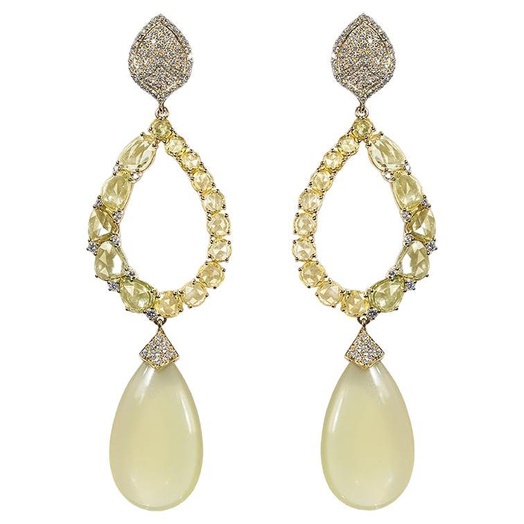 Earrings Arcobaleno in Quartz, Sapphires and Diamonds