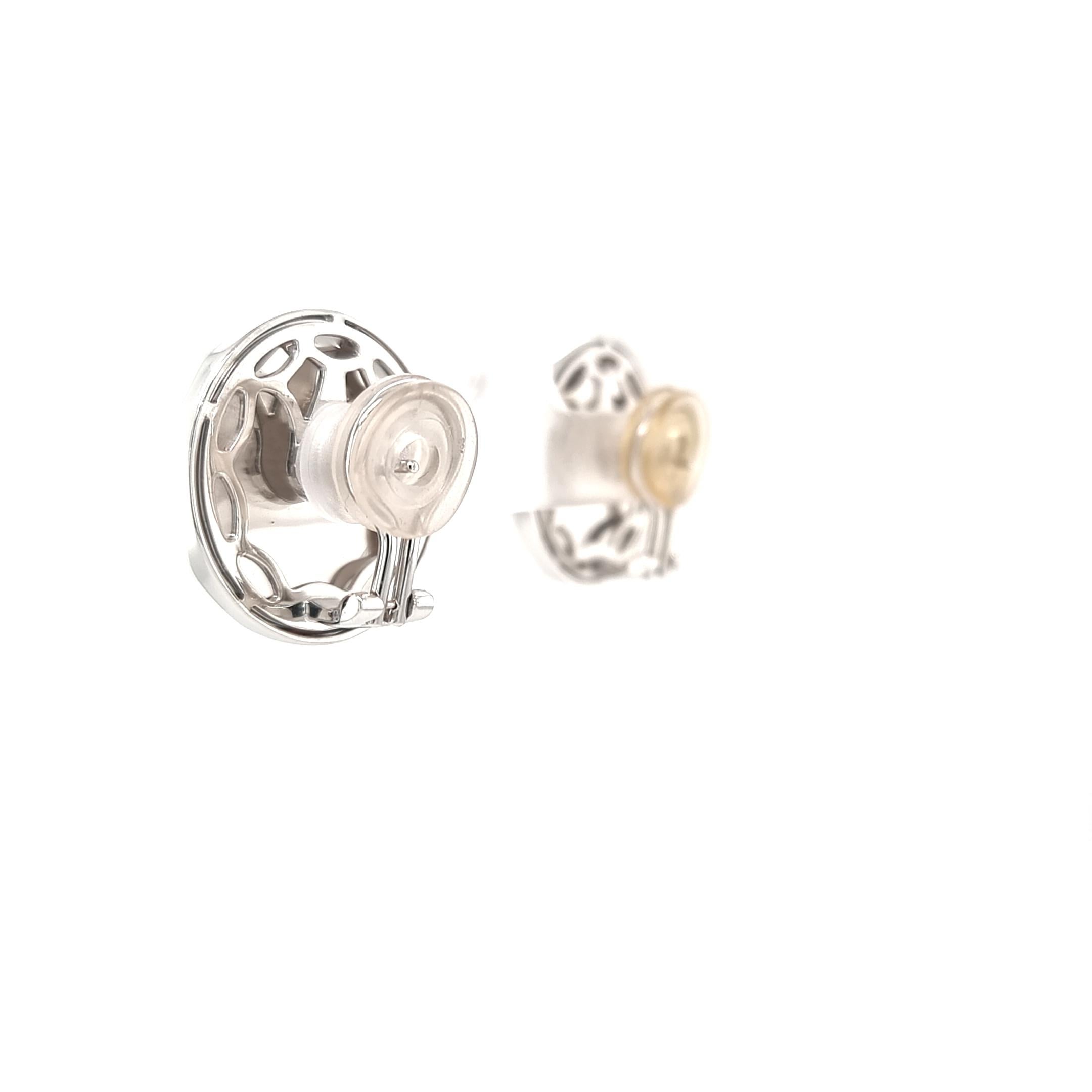 Round Earrings 18k White Gold Amber Yellow Enamel 114 diamonds 0.84 ct In New Condition For Sale In Pforzheim, DE