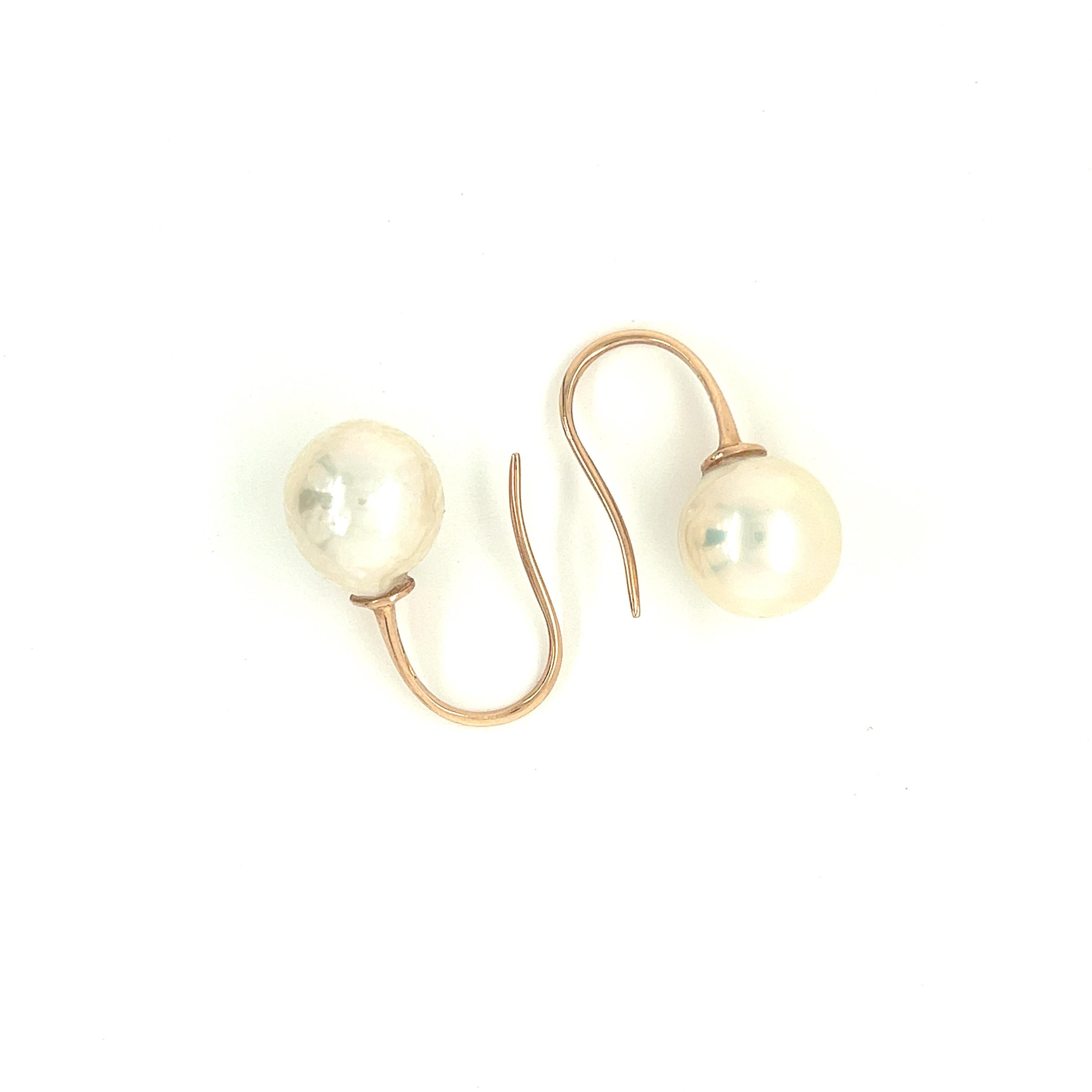 Earrings Baroque Pearls Rose Gold 18 Karat For Sale 6