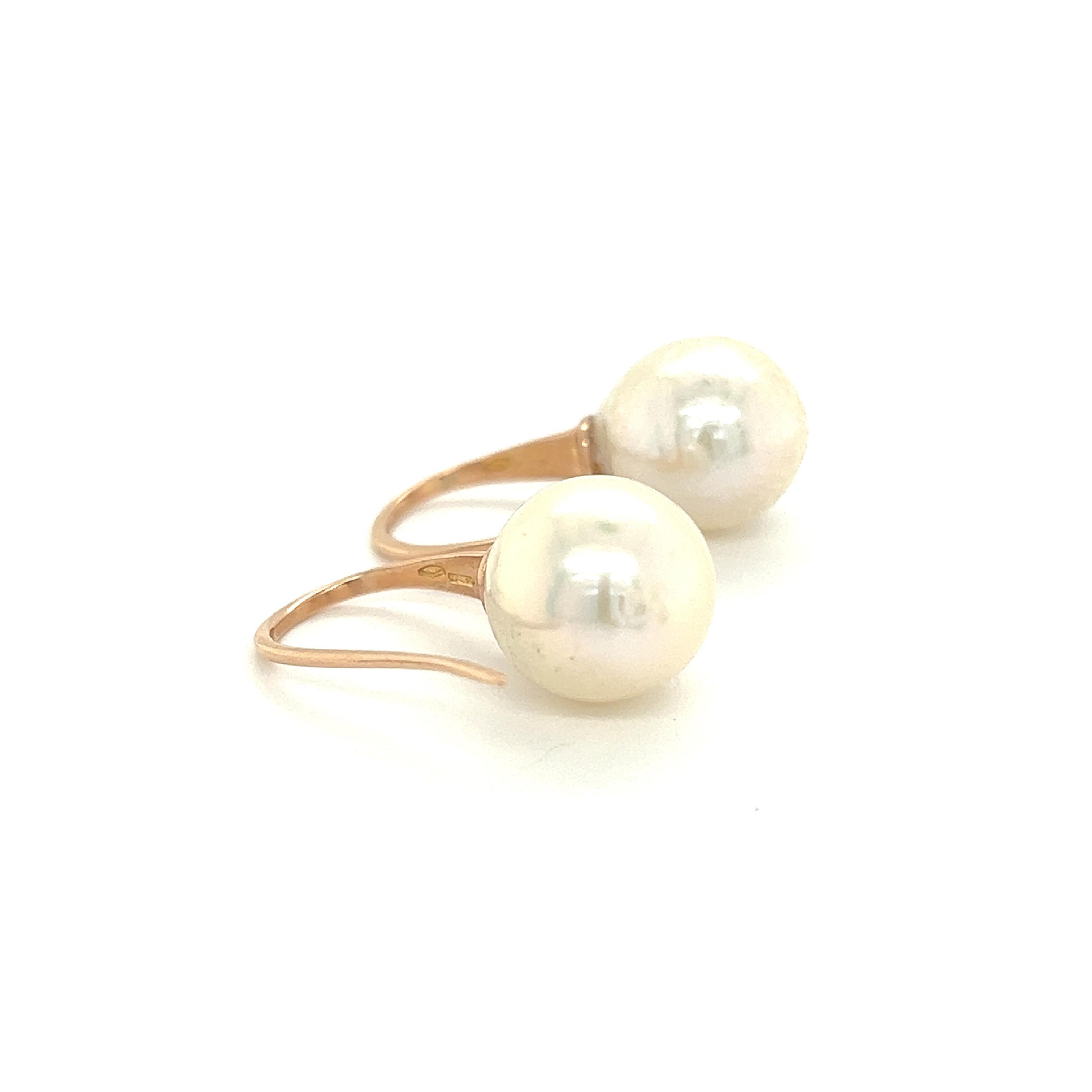 Women's Earrings Baroque Pearls Rose Gold 18 Karat For Sale