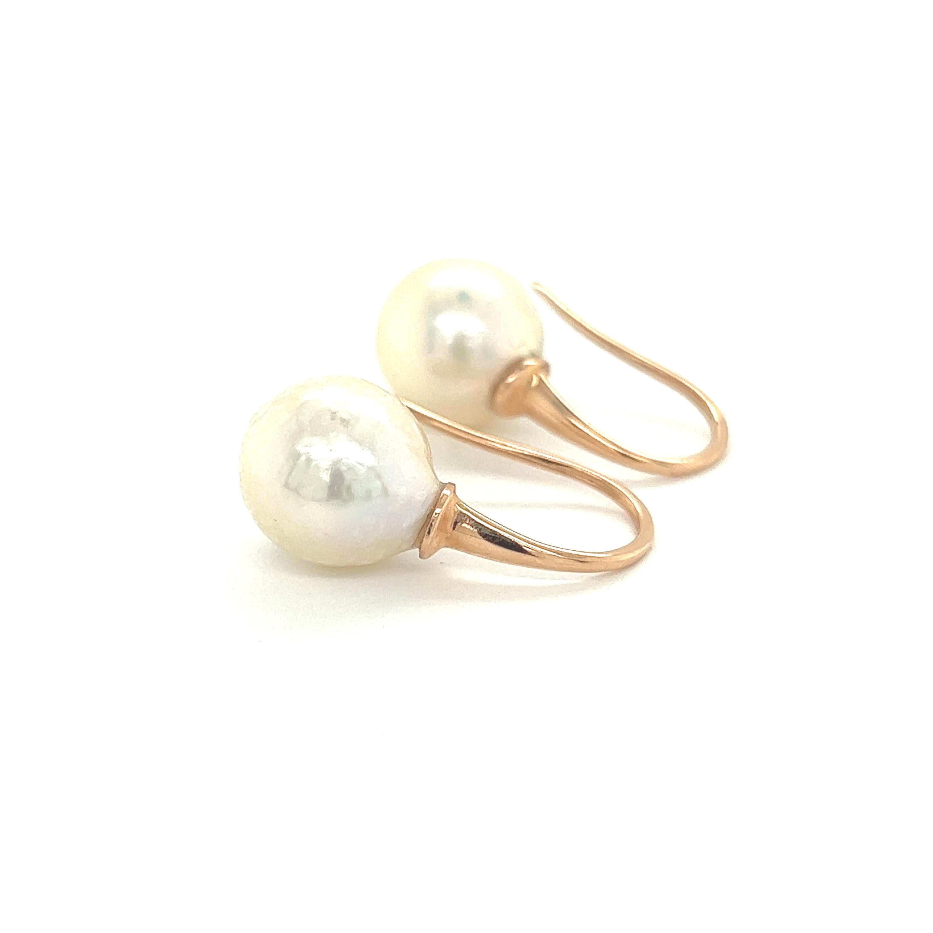 Earrings Baroque Pearls Rose Gold 18 Karat For Sale 4