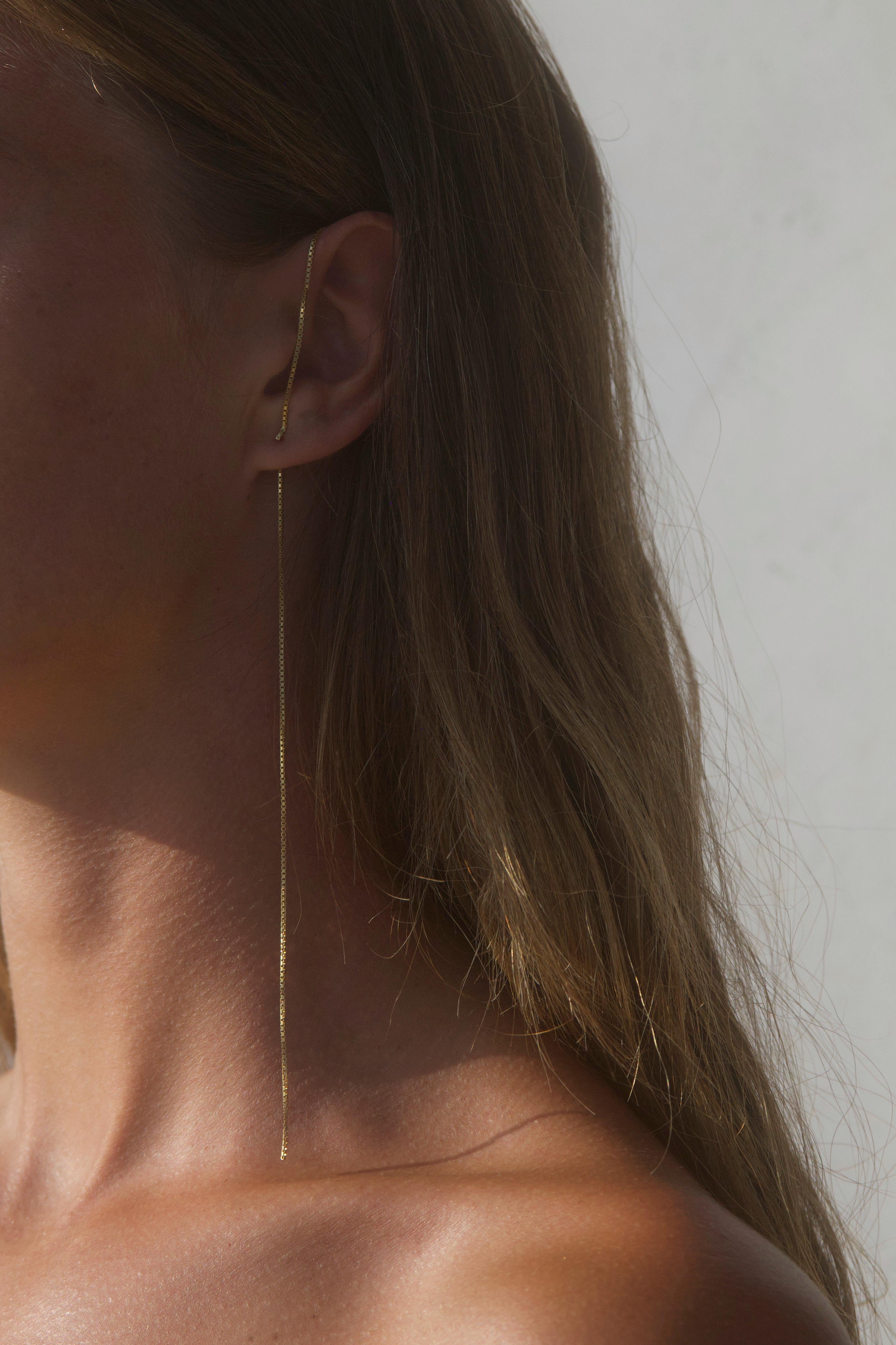 Women's Earrings Chain Smart Ear cuff 18 Karat Gold-Plated Silver Greek Jewelry For Sale