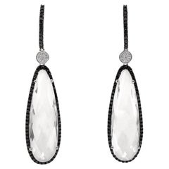 Boucles d'oreilles Quartz clair et diamants noirs