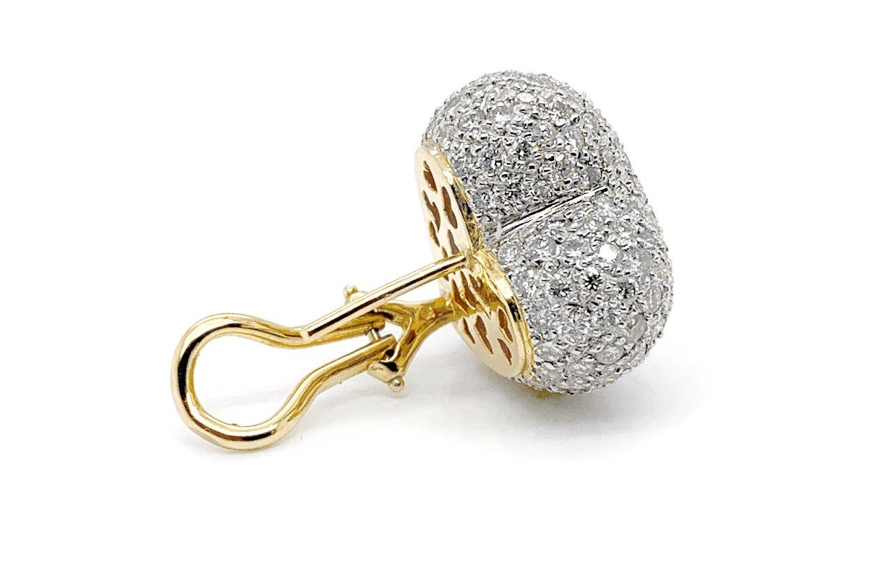 Contemporain Boucles d'oreilles à clip en forme de cœur en or 18 carats et diamants 4,57 carats