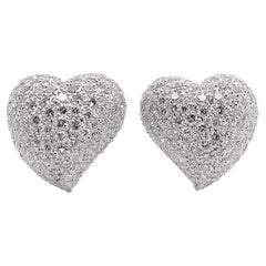 Earrings Clip Heart Shape 18kt Gold & Diamonds 4.57 cts