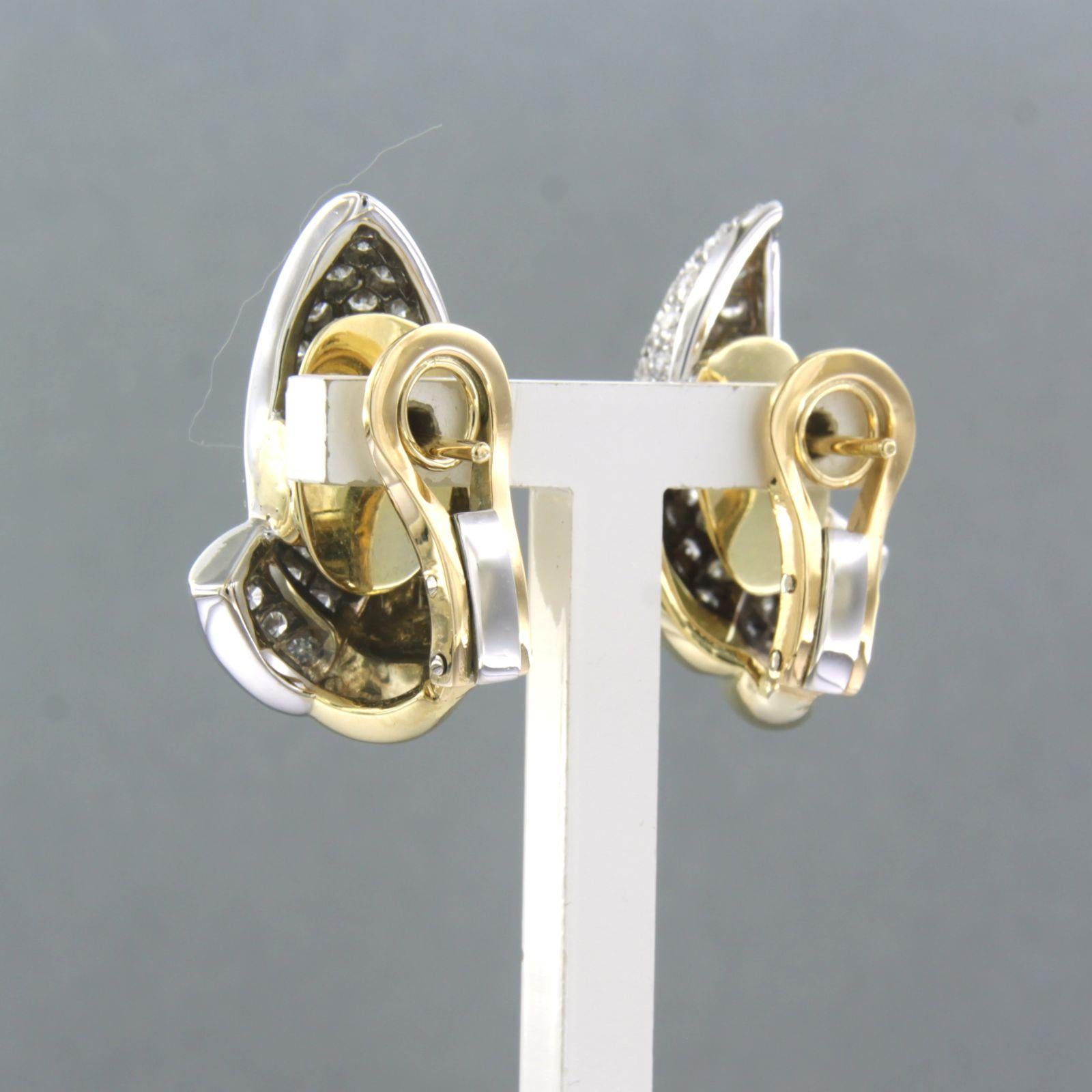 Women's Earrings clip-on set with diamonds 18k bi-colour gold For Sale