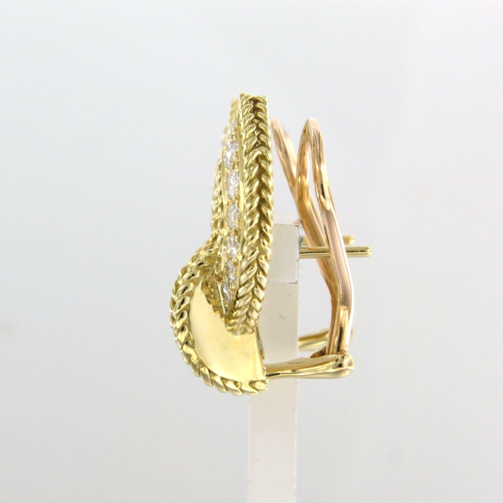 Earrings clip-on set with diamonds up to 2.00ct. 18k yellow gold In Excellent Condition For Sale In The Hague, ZH