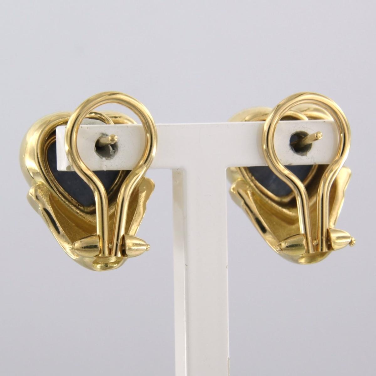 Heart Cut Earrings Clip-on with labradorite 18k yellow gold