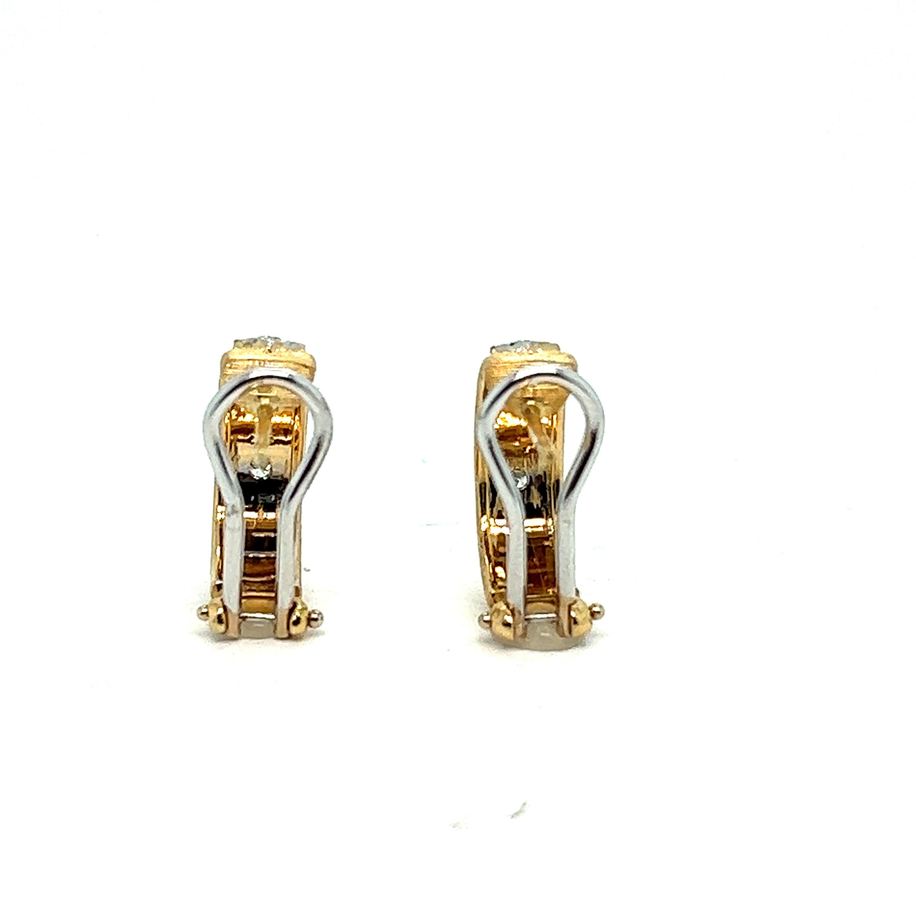 Earrings Clips yellow gold brushed diamonds In New Condition For Sale In Vannes, FR