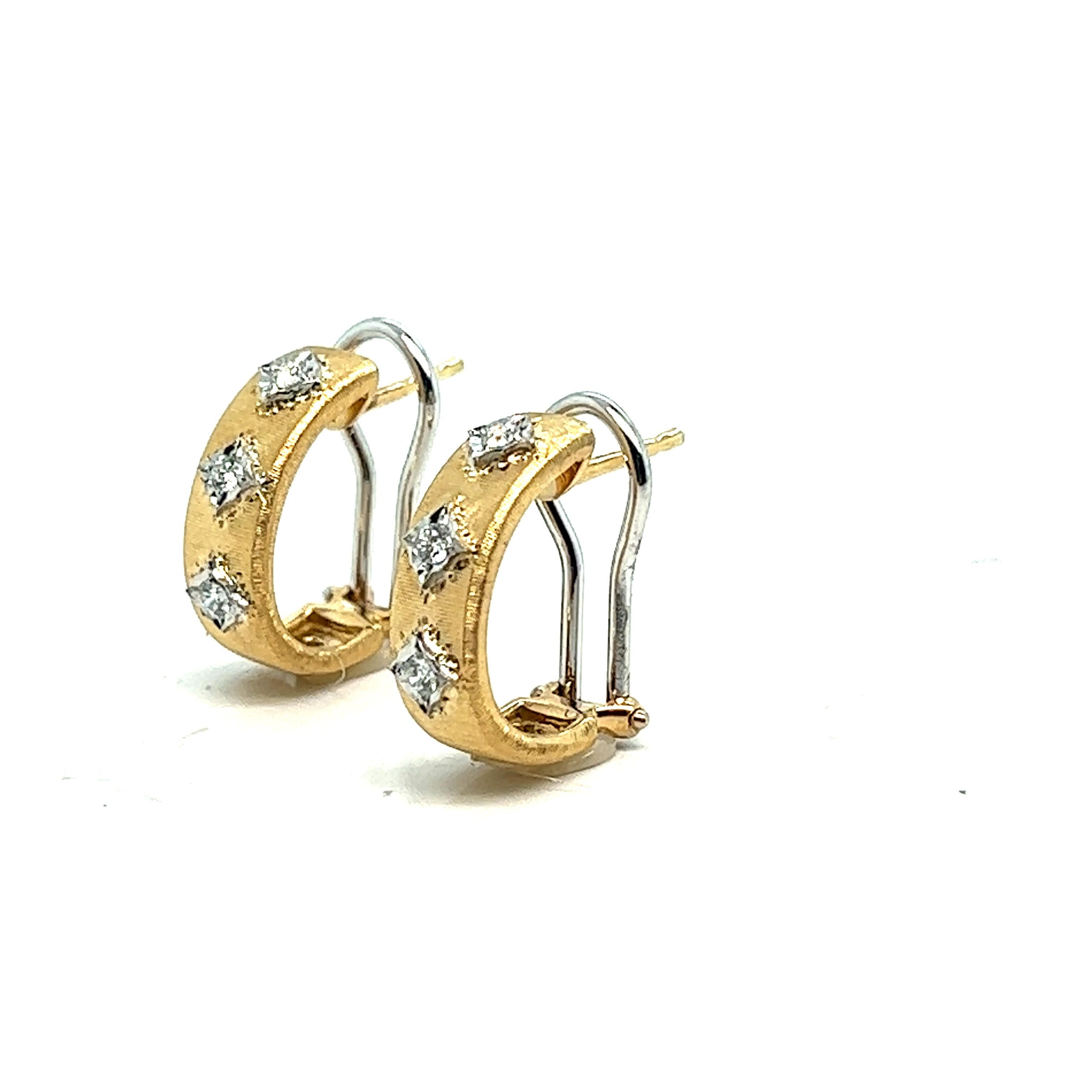 Women's Earrings Clips yellow gold brushed diamonds For Sale