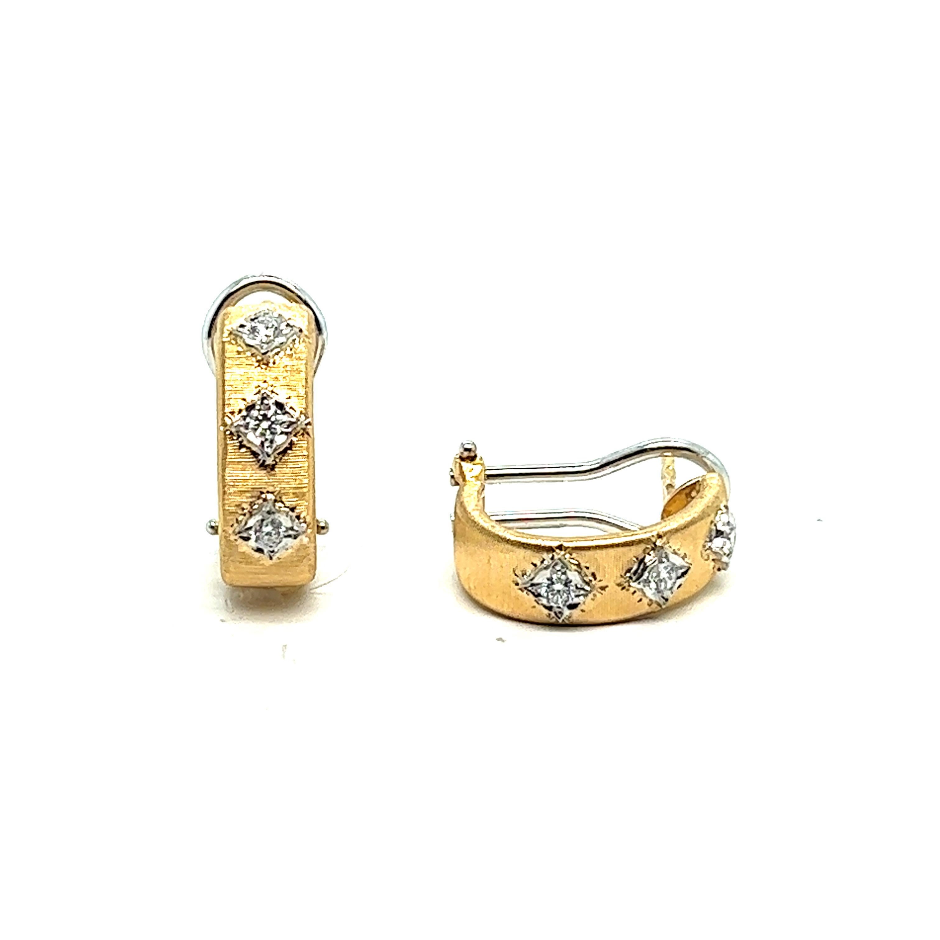 Earrings Clips yellow gold brushed diamonds For Sale 1