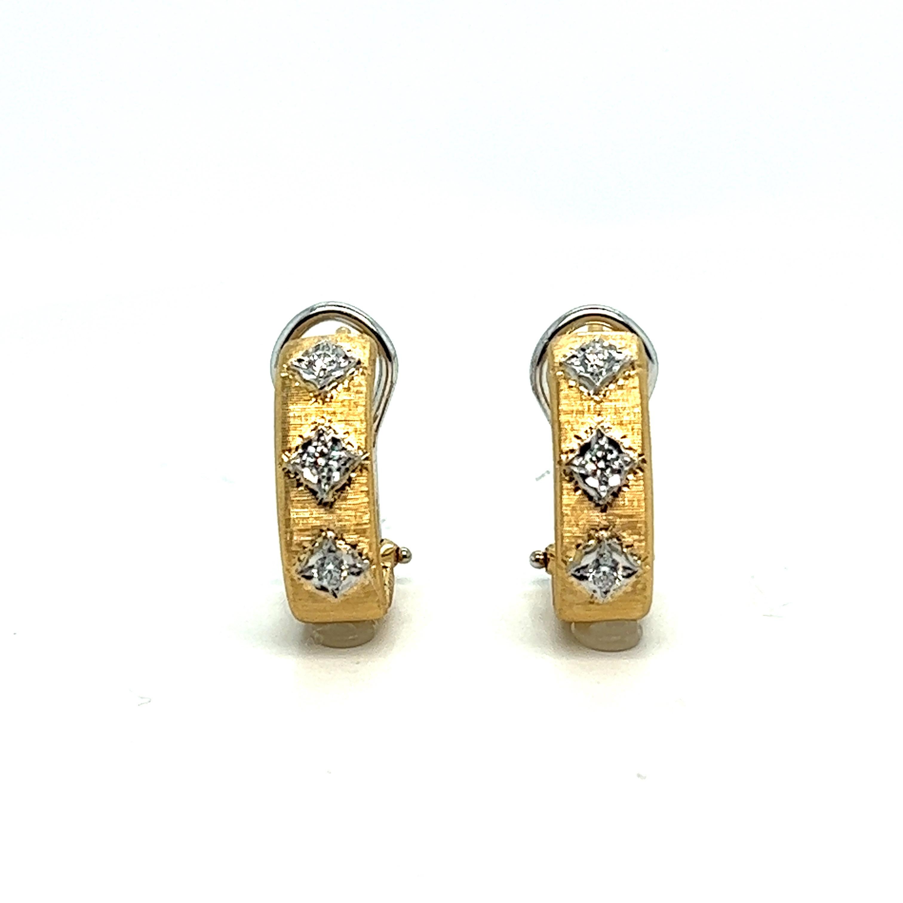 Earrings Clips yellow gold brushed diamonds For Sale 2