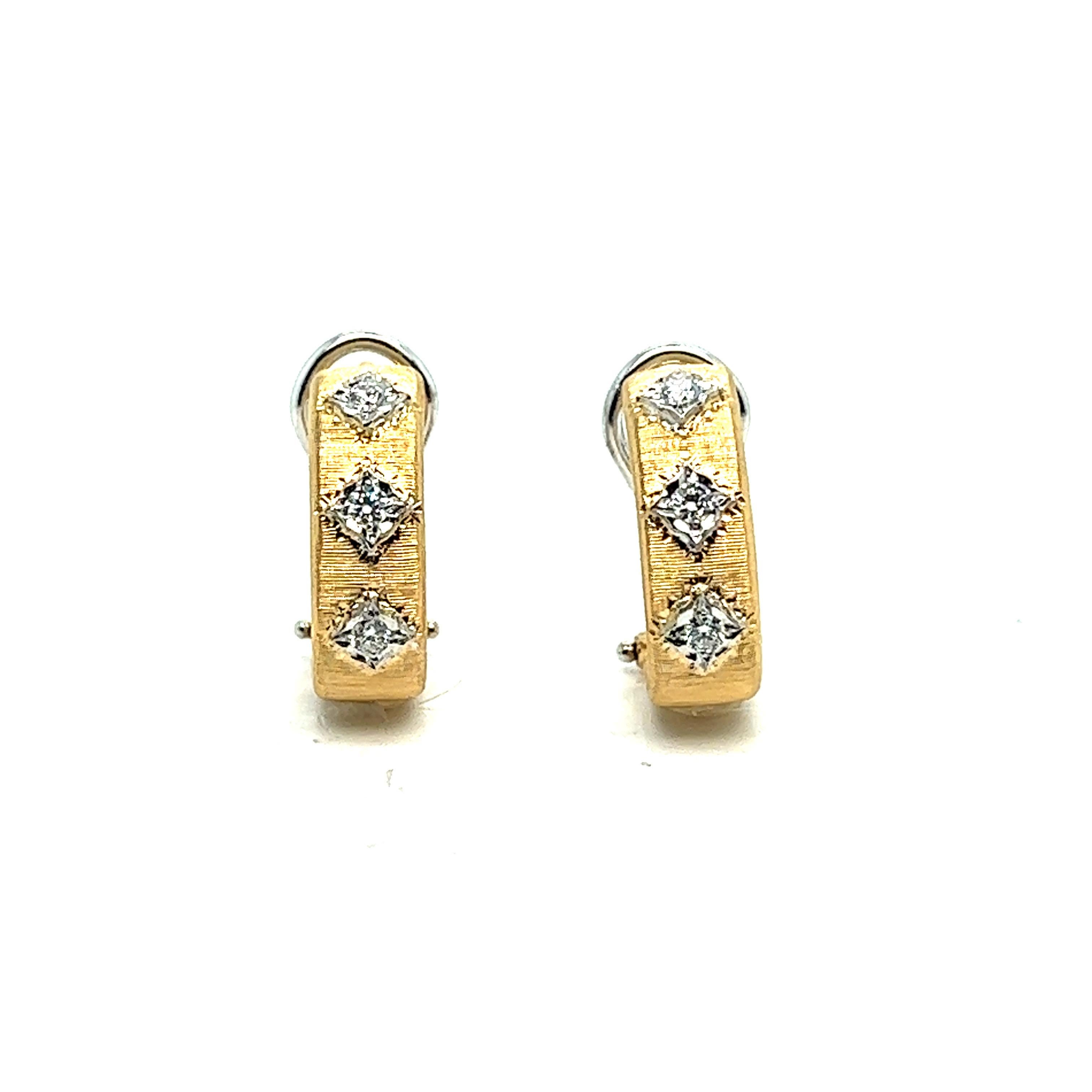 Earrings Clips yellow gold brushed diamonds For Sale 3