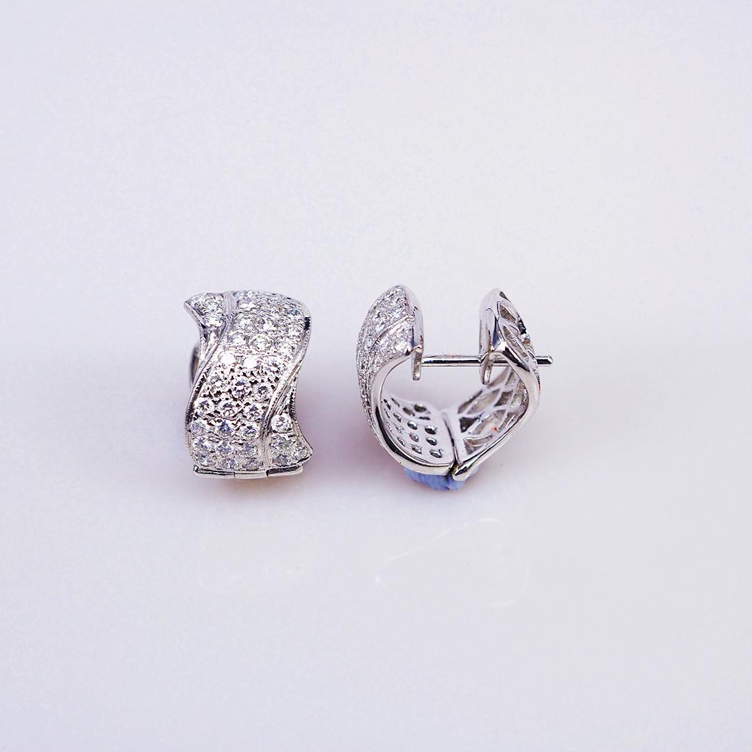Modern Earrings Diamond Hoop 18 Carat White Gold For Sale