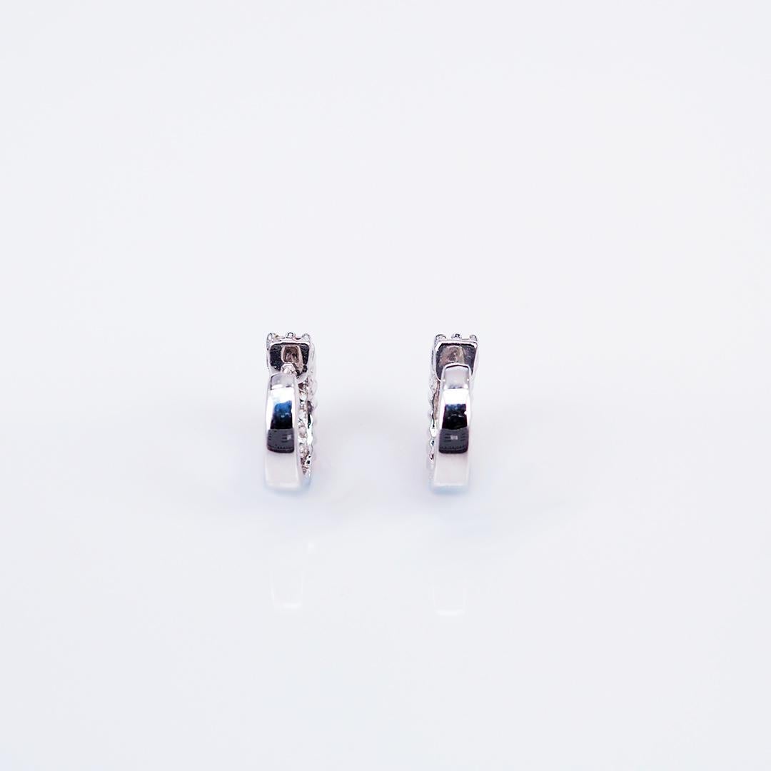 Round Cut Earrings Diamond Hoop 18 Carat White Gold For Sale