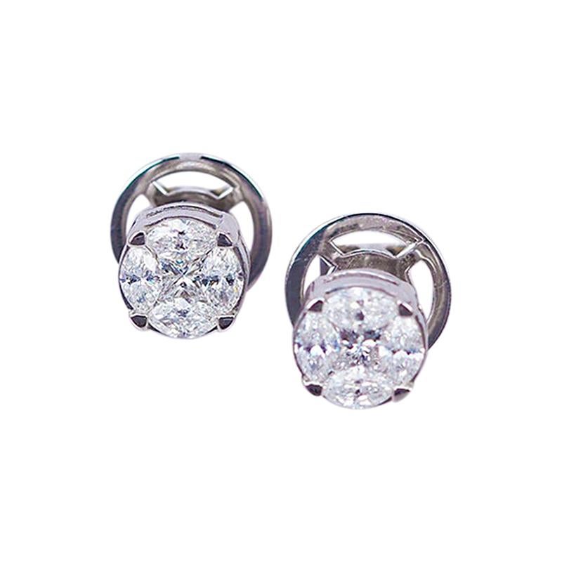 Earrings Diamond Stud 18 Karat White Gold