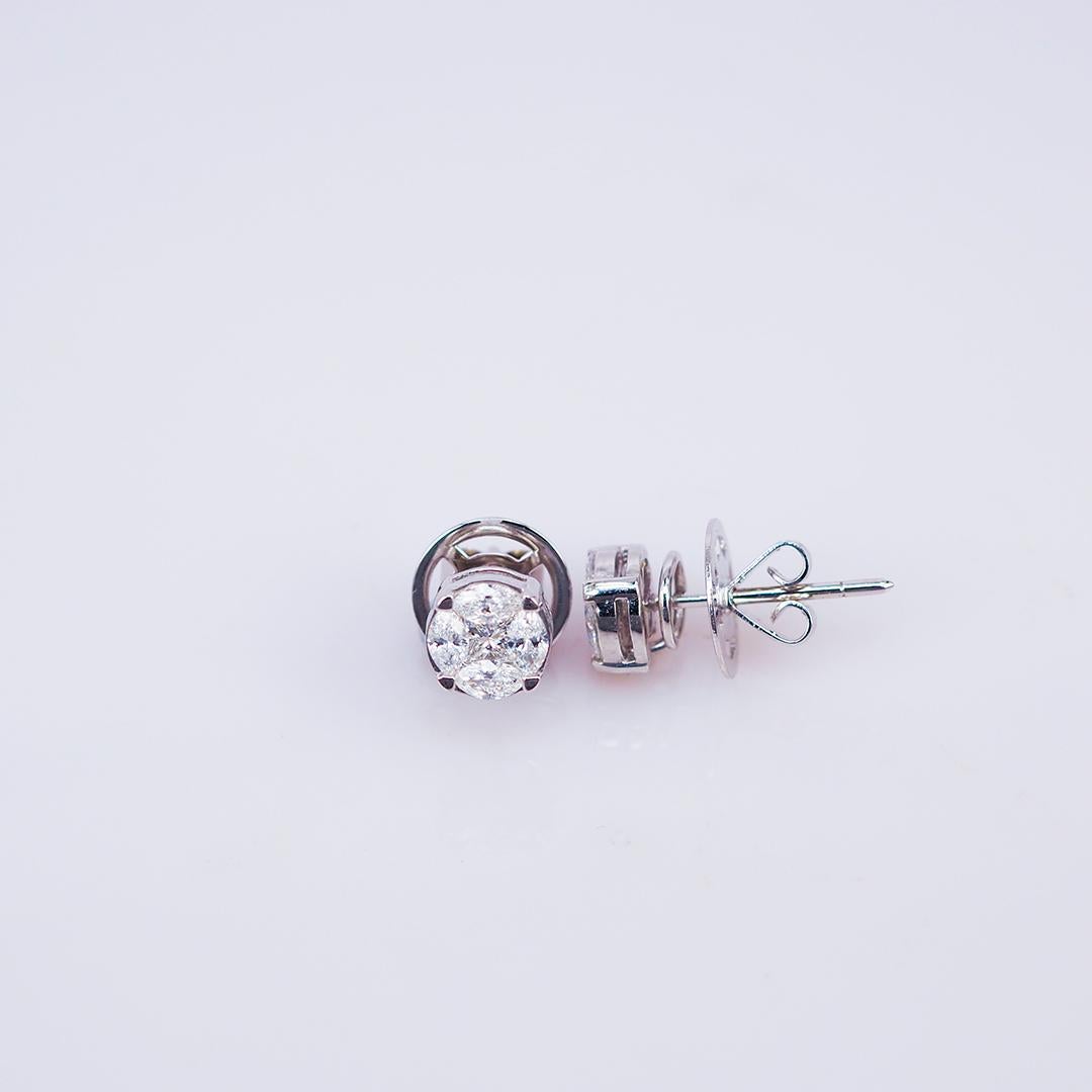 Modern Earrings Diamond Stud 18 Carat White Gold For Sale
