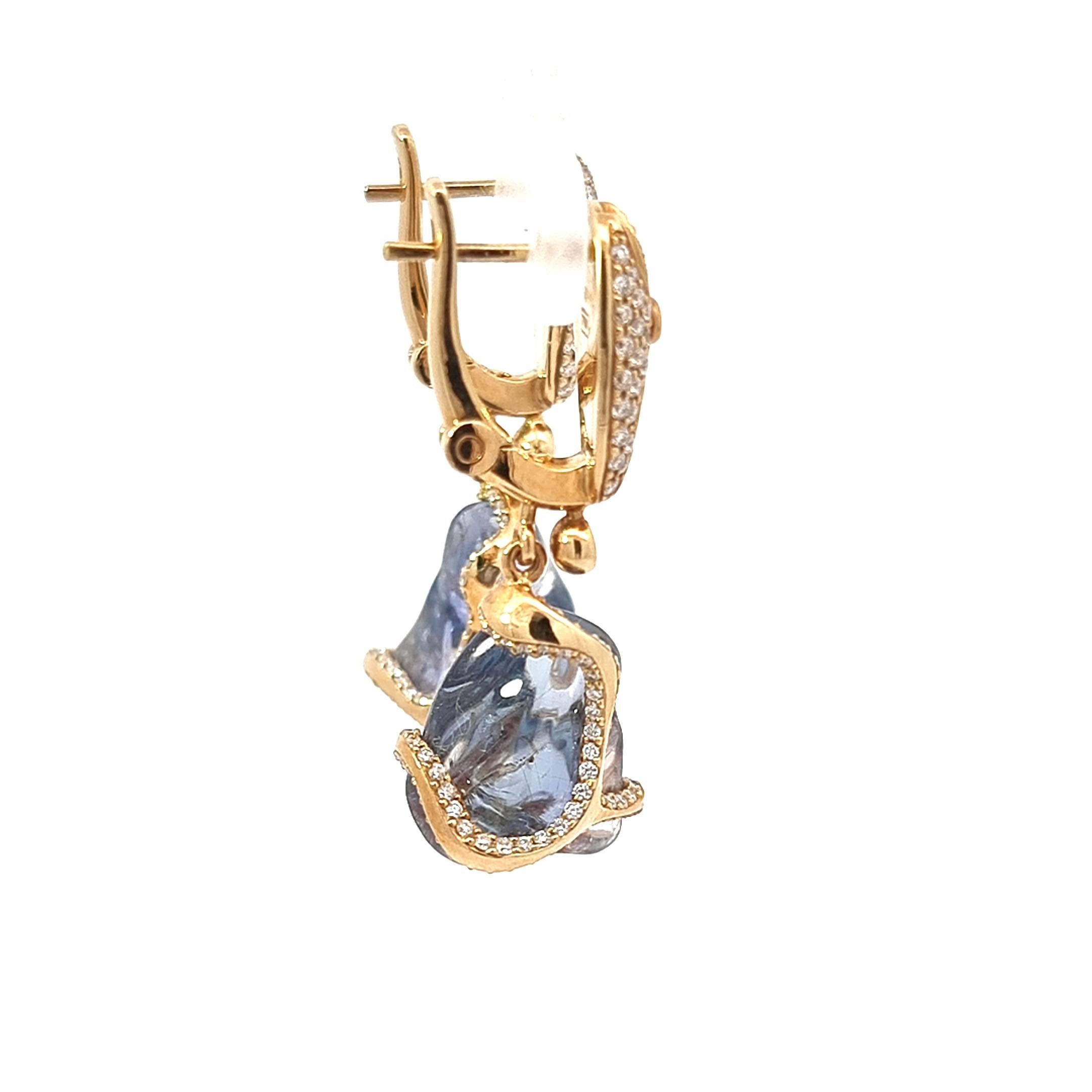 Earrings Diamonds and Blue and Red Sapphire For Sale 5