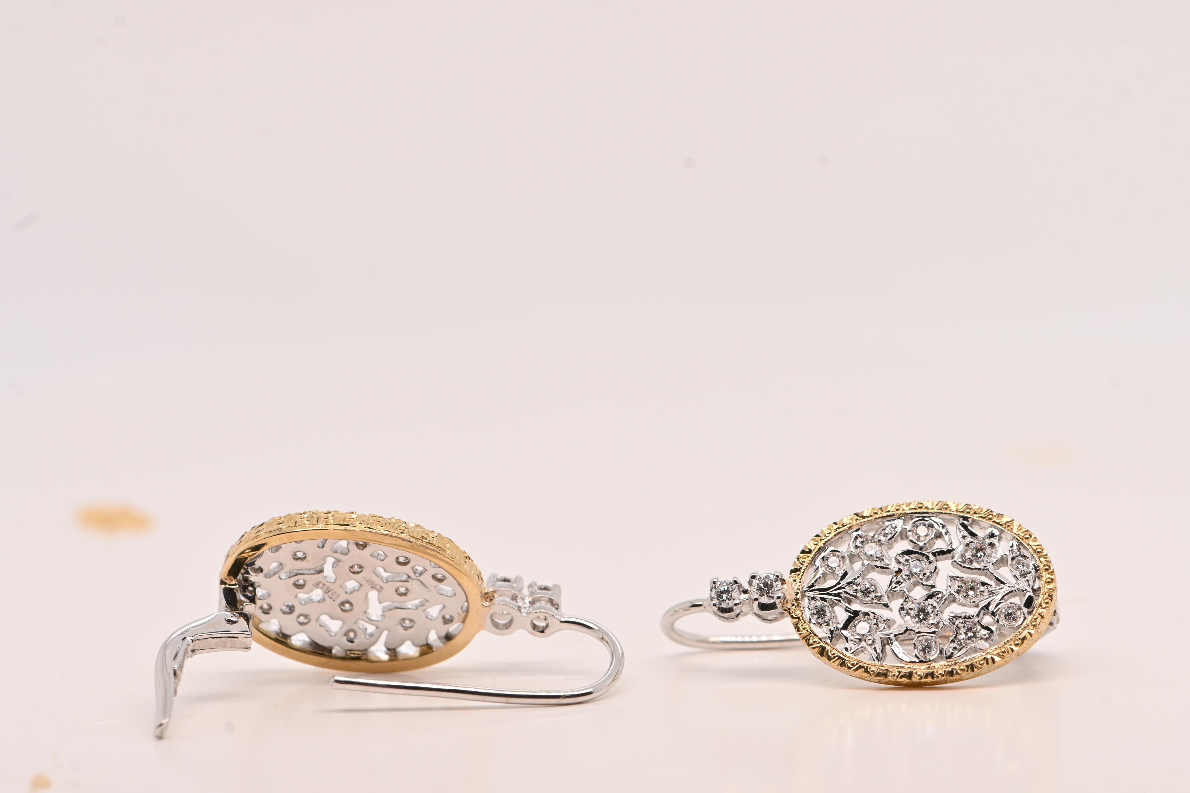 Ohrringe Diamanten Brillant-Schliff 0, 45 Karat zwei - Töne Gold 18 Karat im Zustand „Neu“ im Angebot in Vannes, FR