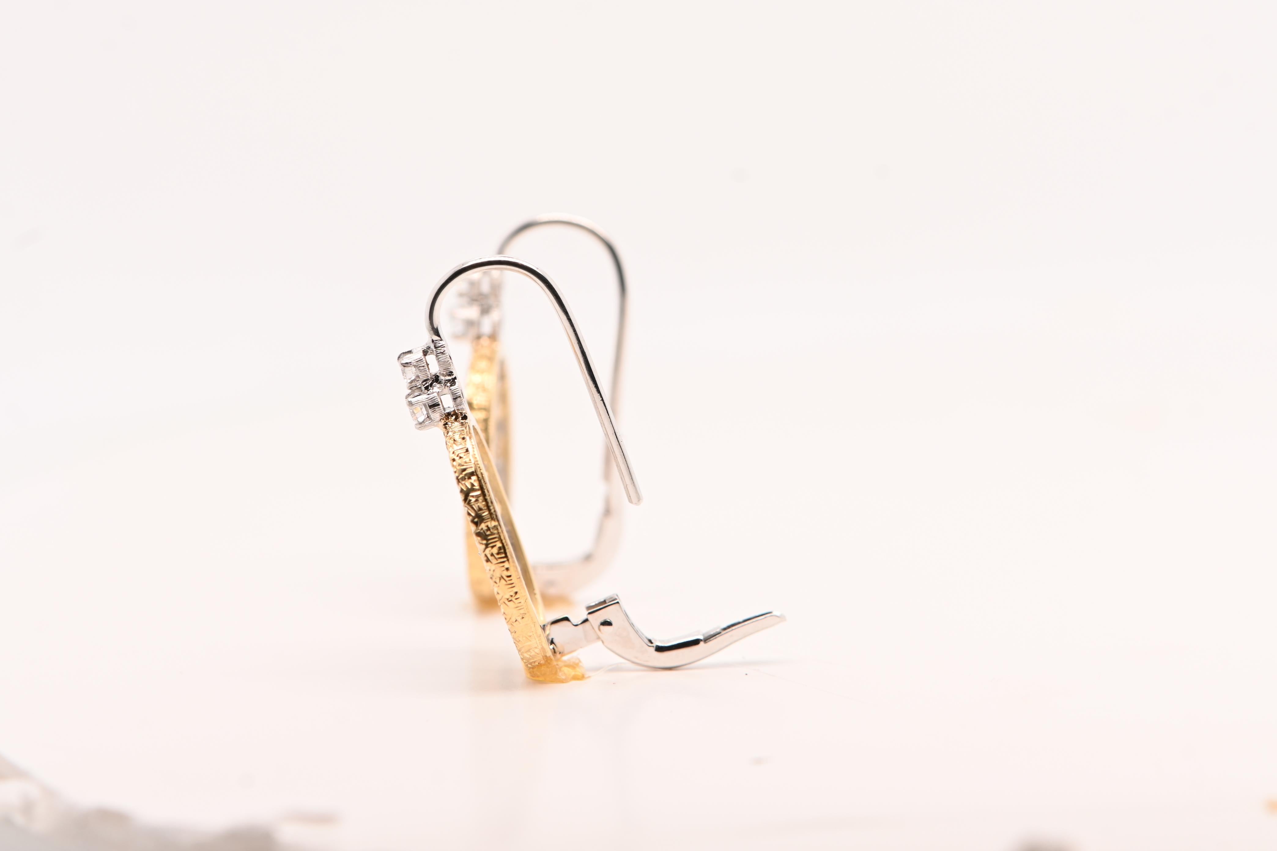 Ohrringe Diamanten Brillant-Schliff 0, 45 Karat zwei - Töne Gold 18 Karat Damen im Angebot