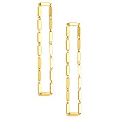 Earrings Double Short Silver Gold-Plated Simple Lightweight Chain Rectangular