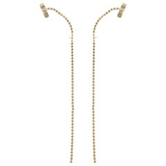 Earrings Ear Cuff Long Round Motif Chain 18 Karat Gold-Plated Silver Greek