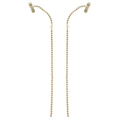 Earrings Ear Cuff Long Round Motif Chain 18 Karat Gold-Plated Silver Greek