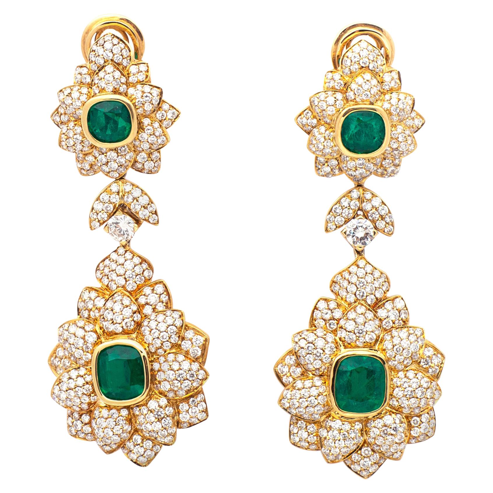 Ohrringe Smaragd Diamant Gelbgold