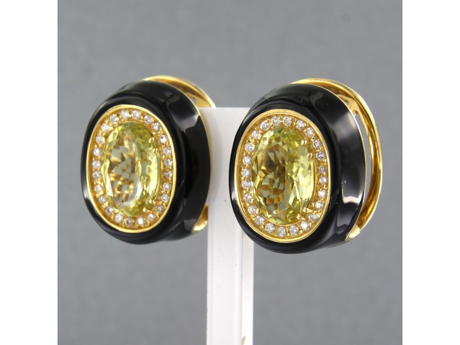 Ohrringe emailliert, mit Citrin und Diamanten im Kugelschliff verziert, 18 Karat Gold im Zustand „Hervorragend“ im Angebot in The Hague, ZH