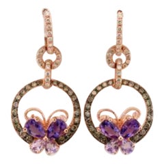 Earrings featuring Amethyst Chocolate & Vanilla Diamonds set in 14K Gold